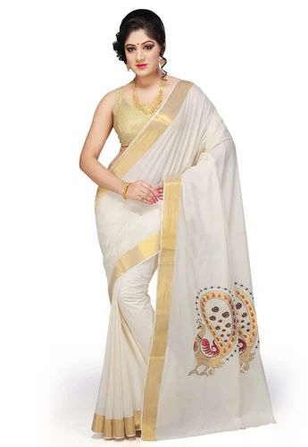 Peacock design Kerala Saree